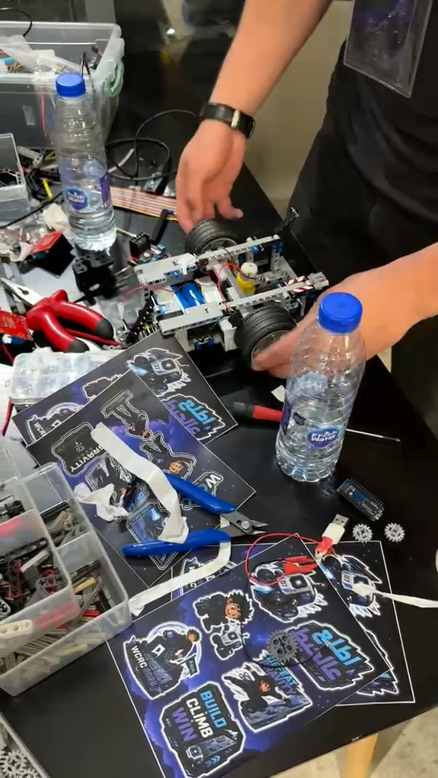 Team stickers on a robot